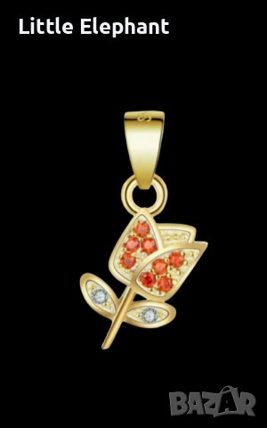 Колие лале с кристали,колекция"Flowers"Gold/ново