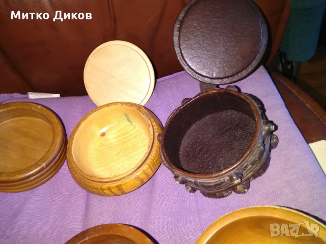 Дървени купи с облицовка от естествена кожа и други купи- цената е на брой по 7 лв, снимка 5 - Декорация за дома - 20191510