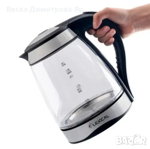Електрическа кана – Стъклен корпус, 1.8L, 2200W, LED индикатор, снимка 2 - Кани - 47560982