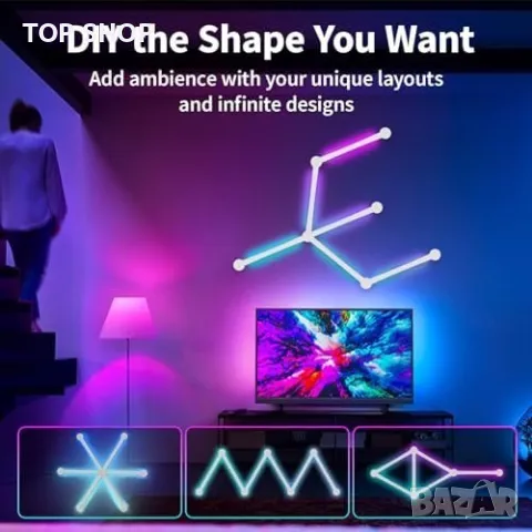 Нови Уникални LED Стенни Светлини KOBAIBAN - Ритъм, Цветове, Декор, снимка 7 - Лампи за стена - 49321347