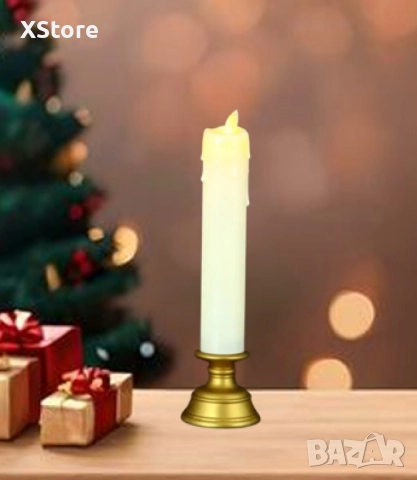 LED свещ със златиста основа и реалистичен пламък, снимка 3 - Други - 52440983