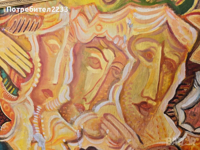 Продавам картина на Димитър Казаков - НЕРОН !!! РАЗМЕР - 60 см  на 80см ! Масло на фазер  - шперплат, снимка 5 - Картини - 53875196