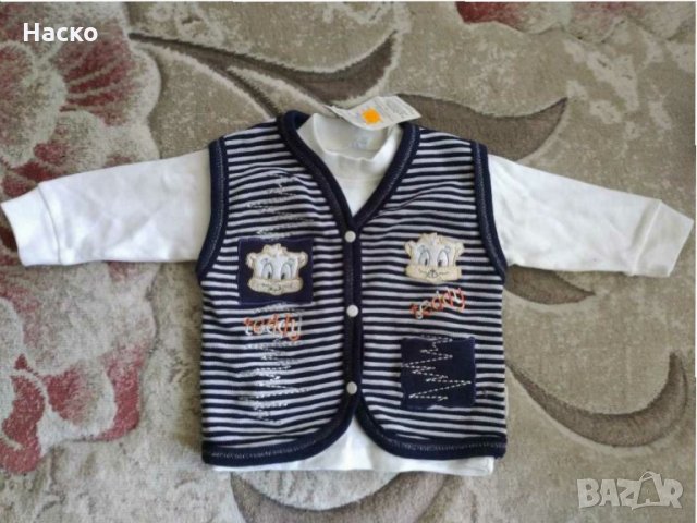 Комплект памучна блузка и жилетка, снимка 1