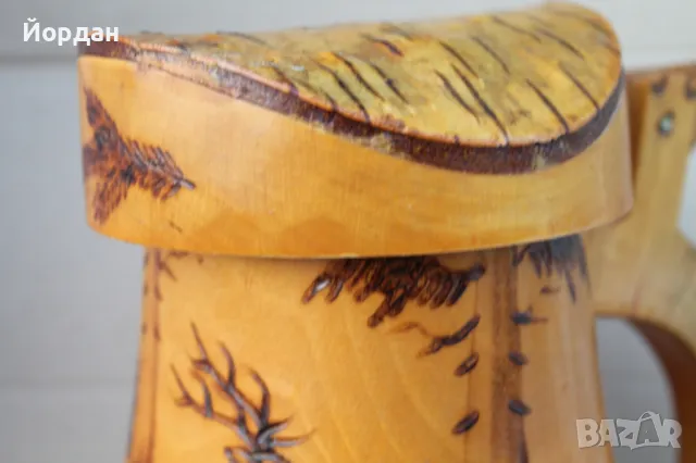 Халба за бира от брезово дърво, снимка 2 - Антикварни и старинни предмети - 47356660