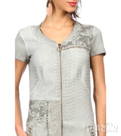 Рокля в перлено сиво Angels never die - XL, снимка 3 - Рокли - 42809397