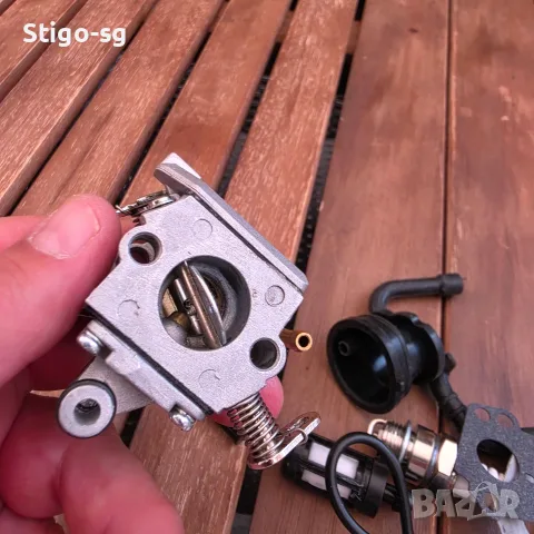 Нов Комплект Карбуратор за Stihl MS 170 (със свещ, филтри и уплътнения), снимка 3 - Градинска техника - 55943381