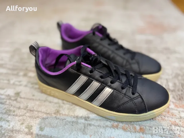 Черни маратонки Adidas Neo с лилаво 38 1/2 номер , снимка 1 - Маратонки - 49027048