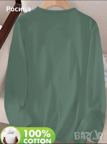 Дамска блуза с дълъг ръкав размер Л 100% памук нова , снимка 2 - Блузи с дълъг ръкав и пуловери - 51850699