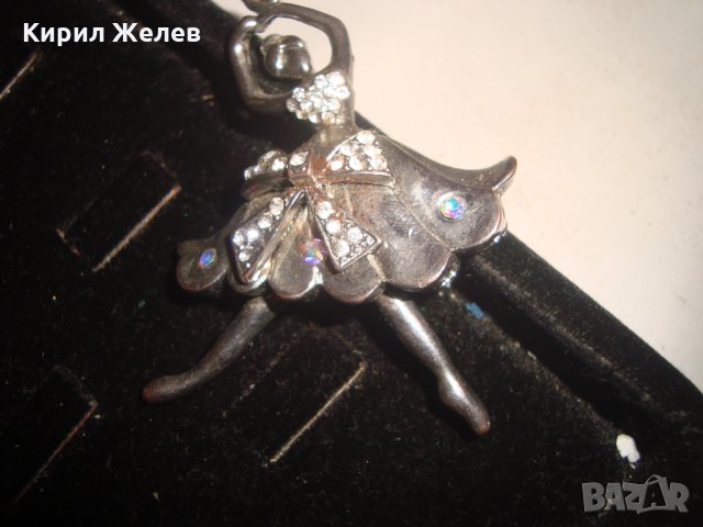 ТЕЖКА РАЗДВИЖЕНА АРТ ВИСУЛКА БАЛЕРИНА ПОСРЕБРЕНА с ЦИРКОНИ 18569, снимка 4 - Колиета, медальони, синджири - 31291468
