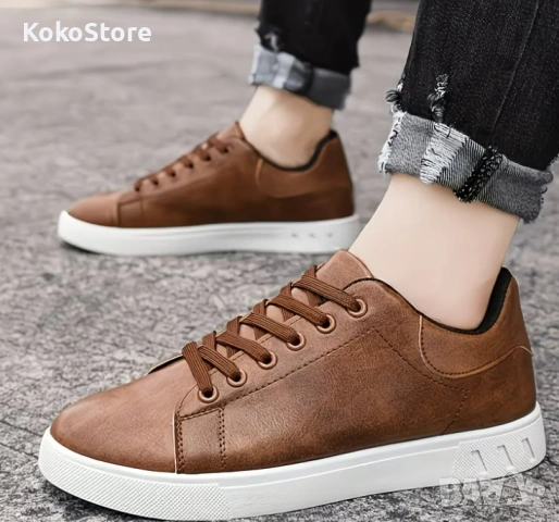 Мъжки кожени маратонки, снимка 4 - Маратонки - 53353859