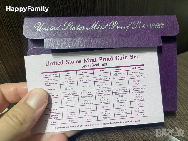 САЩ USA нов Прууф сет Proof Set 1992 година, снимка 4 - Нумизматика и бонистика - 55770661