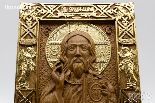Релефна икона на Исус Христос – позлатена, снимка 5 - Икони - 53223043