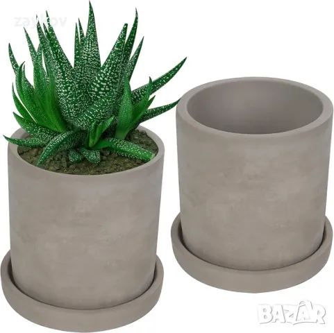 BELLE VOUS 2 бр. 10CM вътрешни саксии с отвор за дренаж - циментови саксии за сукуленти, снимка 1