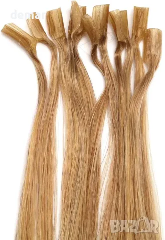 40 см човешка коса екстеншъни U-tip с кератин – 100% Remy, 0.5g x 200 нишки, 100g (прави) Pre Bonded, снимка 6 - Продукти за коса - 55777214