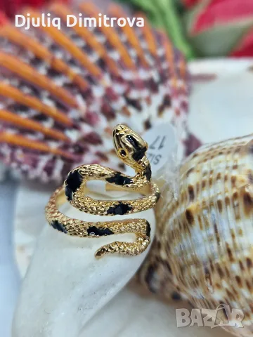 Black & Gold Snake Ring 🐍 | дамски пръстен змия