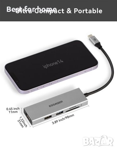 Висококачествен USB C  хъб 5 в 1 Модел KB0502, снимка 3 - Кабели и адаптери - 44206814