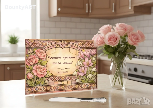 Персонализирана стъклена дъска Подарък за Цветница, Великден, Рожден ден, Имен ден, снимка 4 - Подаръци за имен ден - 54001680