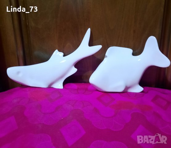 Два вида риби от костен порцелан. Чисто нови - 2бр. Произведени -" К.Йорданов" - Видин., снимка 1