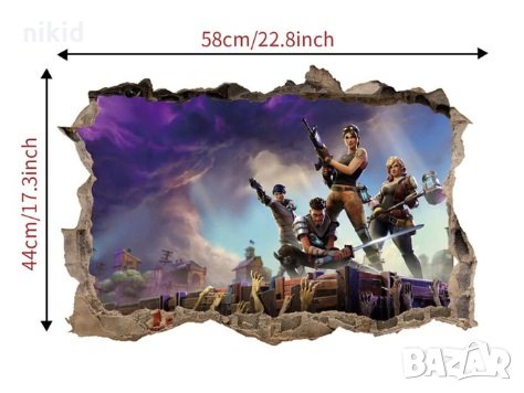 2 вида Fortnite Фортнайт стикер постер за стена лепенка декорация самозалепващ детска стая, снимка 3 - Други - 29426661