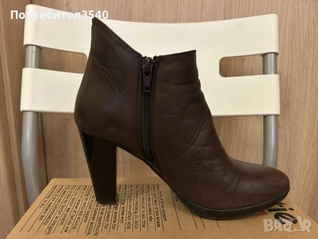 Кафяви боти на ток, снимка 7 - Дамски боти - 51888679