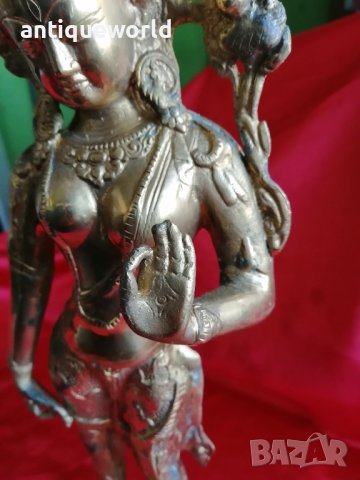 Голяма Бронзова  Индуиска Статуя Богиня ПАРВАТИ, снимка 3 - Антикварни и старинни предмети - 38776789