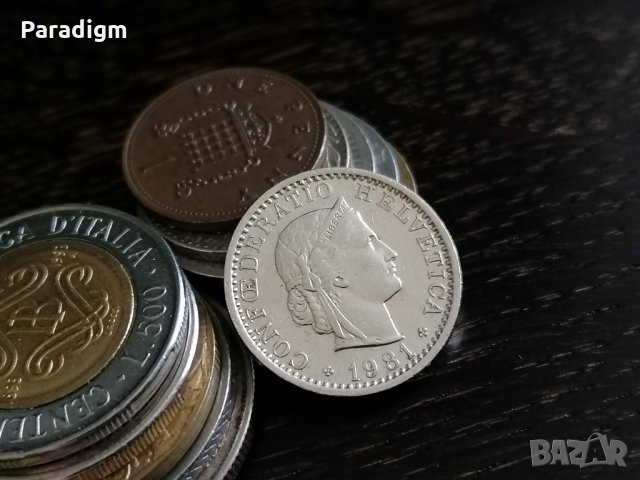 Монета - Швейцария - 20 рапен | 1961г., снимка 2 - Нумизматика и бонистика - 34046422