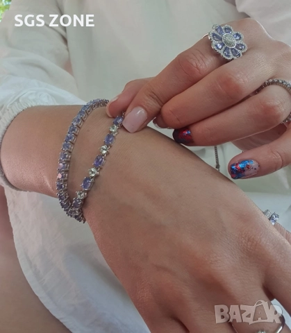 СРЕБЪРНА ГРИВНА С ТАНЗАНИТ ОТ ТАИЛАНД