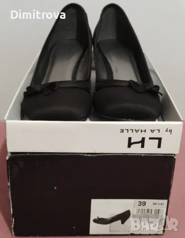 Дамски черни официални обувки от плат La Halle, 39 номер, нови, снимка 7 - Дамски обувки на ток - 47931614