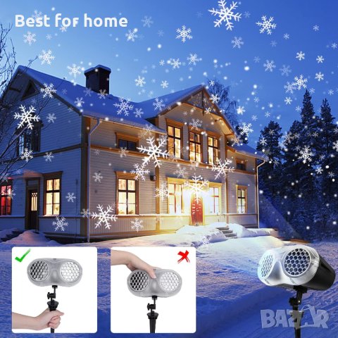 ROVLAK Коледна вътрешна и външна лампа за проектор снежинка за коледни партита, с дистанционно, снимка 2 - Други - 42638993