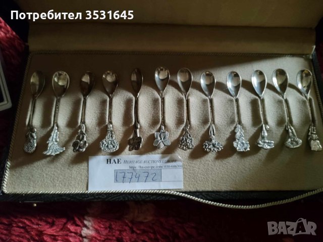 Колекция сребърни лъжици с флорални мотиви., снимка 1 - Други стоки за дома - 42811506