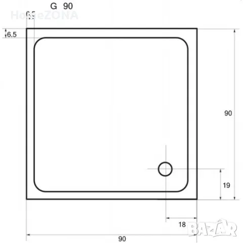 Квадратно акрилно душ корито VENUS STONE, 90х90 см, снимка 4 - Душ кабини и вани - 49401437