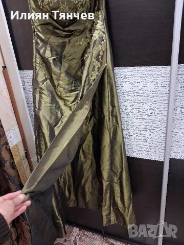 официялна бална рокля сатен маслено зелено, снимка 6 - Рокли - 47630558