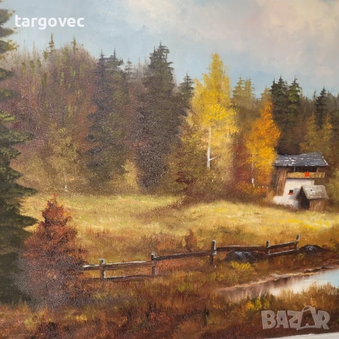 Прекрасна картина пейзаж масло на платно, снимка 2 - Антикварни и старинни предмети - 41778598