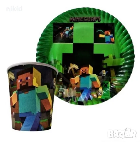 Minecraft Майнкрафт 8 бр картонени чаши парти рожден ден, снимка 3 - Чаши - 29311734