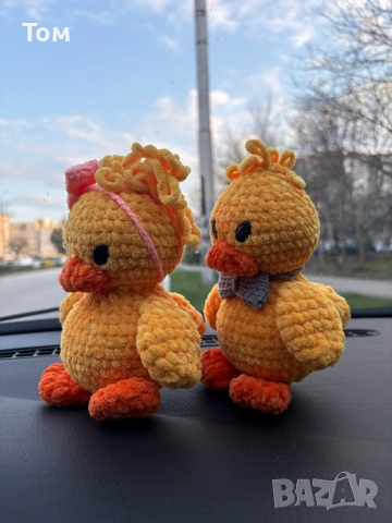 Ръчно изработени плетени играчки патенца, снимка 3 - Плюшени играчки - 53975874