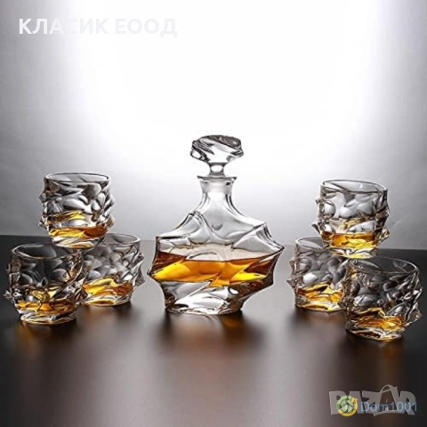 Комплект 6 бр. чаши за уиски + гарафа 0.860 л. декантер