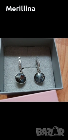 Сребърни дамски обици с кристали Сваровски