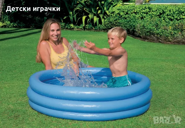 Детски надуваем басейн Intex Crystal Blue, 114 x 25 см, безопасен, син, снимка 1