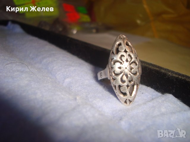 СТАРИНЕН АЖУРЕН АР НУВО СРЕБЪРЕН ФЛОРАЛЕН ПРЪСТЕН ВИСОКА ПРОБА СРЕБРО МАЙСТОРСКА РАБОТА УНИКАТ 7141, снимка 8 - Антикварни и старинни предмети - 37395445