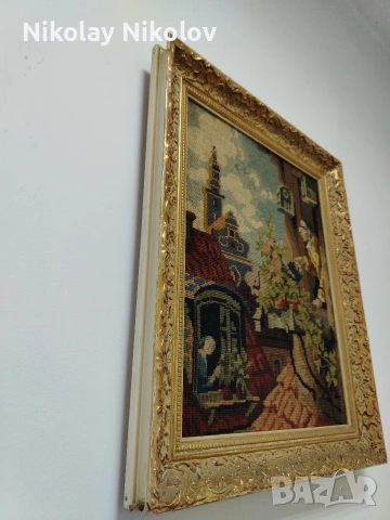 гоблен в рамка "Балконът" , снимка 5 - Гоблени - 53343665