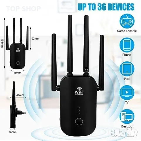 Нов 1200Mbps WiFi удължители усилвател на сигнала за дома Антена интернет, снимка 9 - Друга електроника - 49604602