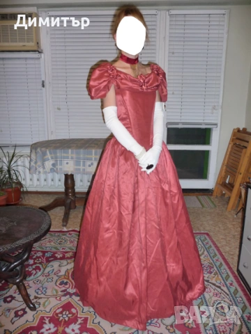 Рокля във викториански стил цвят вишна, снимка 2 - Рокли - 54242954