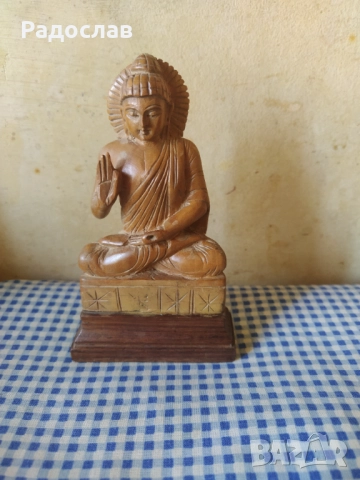 стара дървена статуетка Буда, снимка 2 - Статуетки - 52270451