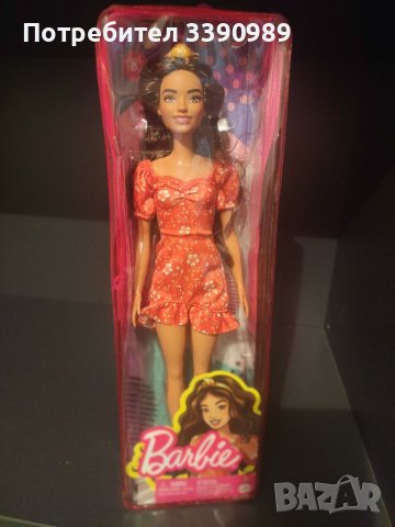 Barbie Fashionistas 182 Кукла Барби Фешънистас 182 с дълга коса и оранжева рокля, снимка 1 - Кукли - 38792284