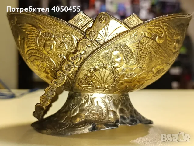 Старинна японска сгъваема кошничка за бонбони / захар с ангели, снимка 2 - Антикварни и старинни предмети - 55846366