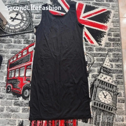 Рокля Sonia Rykiel миди кройка с цветя памук-полиестер размер M черна права кройка, снимка 7 - Рокли - 53223539