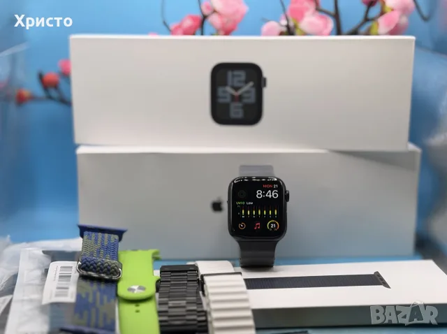 Смарт часовник Apple Watch SE 2nd Gen GPS + Cellular 44mm, Midnight Aluminum + каишки