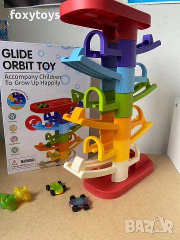 Пързалка/кула с падащи играчки - колички, пумпалчета