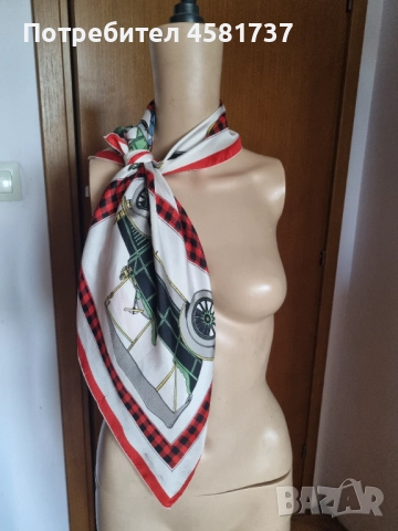 Копринен шал с десен ретро коли, снимка 7 - Шалове - 51758547