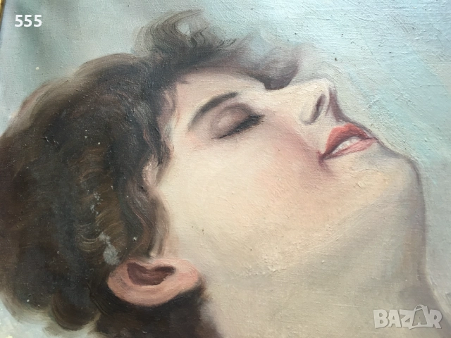 Голяма стара картина масло на платно, снимка 8 - Картини - 52016738